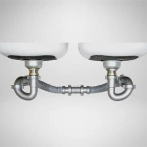 Snappy Trap Special Kit for Double Kitchen Sinks with Limited Vertical Distance between Sink Strainers and Wall Drainpipe