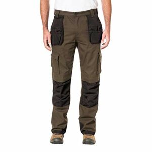 Caterpillar Men's Trademark Work Pants Built from Tough Canvas Fabric with Cargo Space, Classic Fit, Dark Earth/Black, 34W x 32L