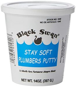 AquaPlumb Plumbers Putty | White, 14oz, Fixture Setting Compound. Stays Soft. Use on Sinks, Tubs, Fountains and More, Compact (01040)