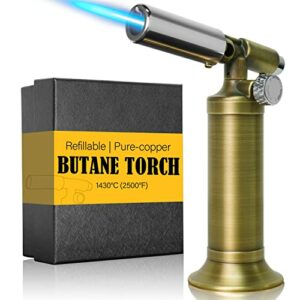ravs Refillable Butane Torch, Pure Copper Soldering Torches with Adjustable Precision Flame, Stylish and Durable Industrial Torch for Welding, Resin Art, Dental and Crafts. Blow Torch Cooking Torch
