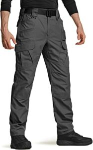 CQR Men's Tactical Pants, Water Resistant Ripstop Cargo Pants, Lightweight EDC Hiking Work Pants, Outdoor Apparel, Ripstop Mag Pocket Charcoal, 38W x 30L