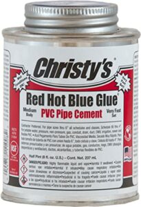 Christy's Red Hot Blue Glue PVC Cement - Medium Body, Very Fast Set, Low-VOC, 1/2 Pint (8 fl oz)